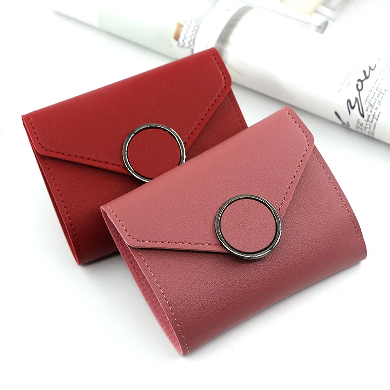 New Wholesale PU Faux Leather Travel Short Style For Cover Lady Coin Purse Women Mini Cash Envelope Wallet