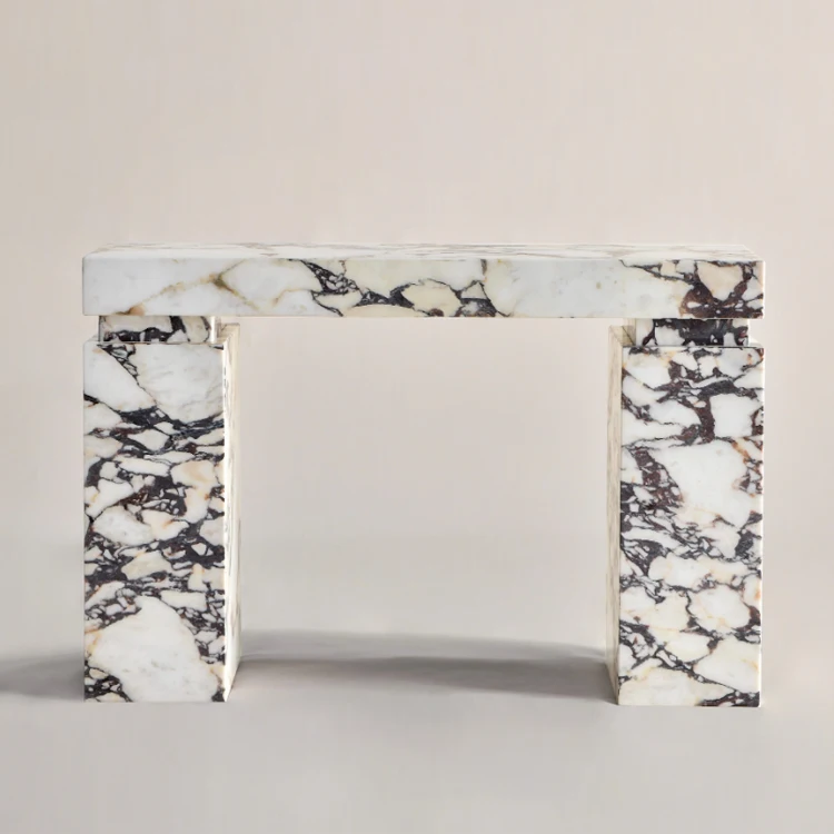 Newstar Luxury Modern Marble Console Table Hallway Table Italian Marble Calacatta Viola Console Table