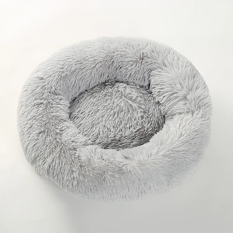 Wholesale High Quality Pet Products Luxury Plush Round Donut Dog Cat Pet Beds