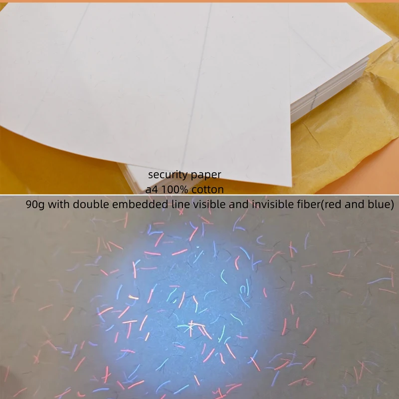 Printing A4 Security UV Fiber Paper Embossed Certificate Security Paper
