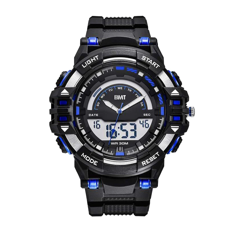 Wholesale good quality cheap fashion Lcd digital dual display watch sports waterproof 50m digital dual display watch for men