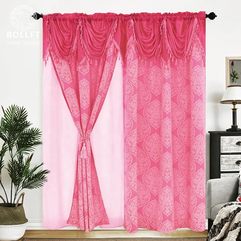 Europe and America Classic Style Jacquard Curtain with Multiple Valance Design to Choose