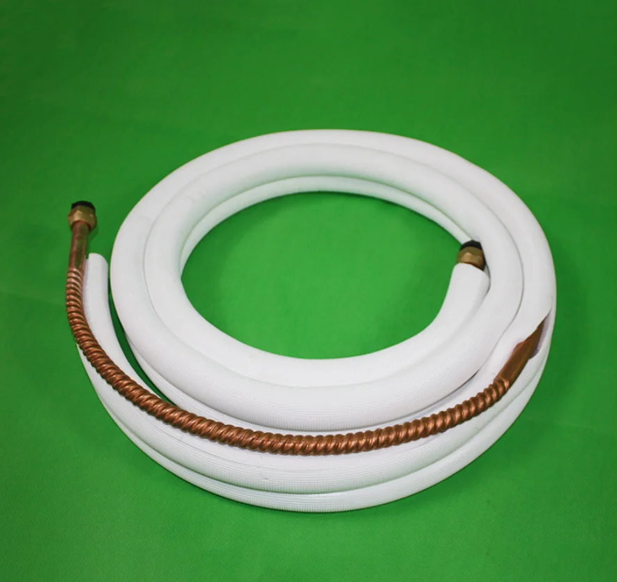 Single or Double Air conditioner Copper Pipes With Fireproof PE Insulation Pre Insulated Copper Tube chiller