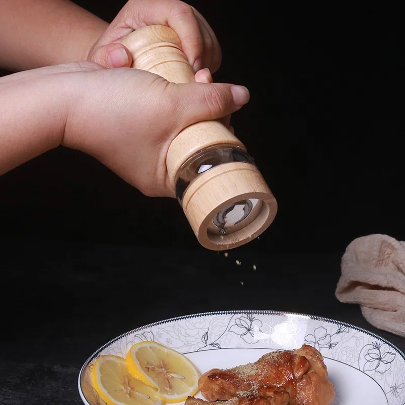 Hot selling peppercorn oak wood grinder wooden manual pepper grinders