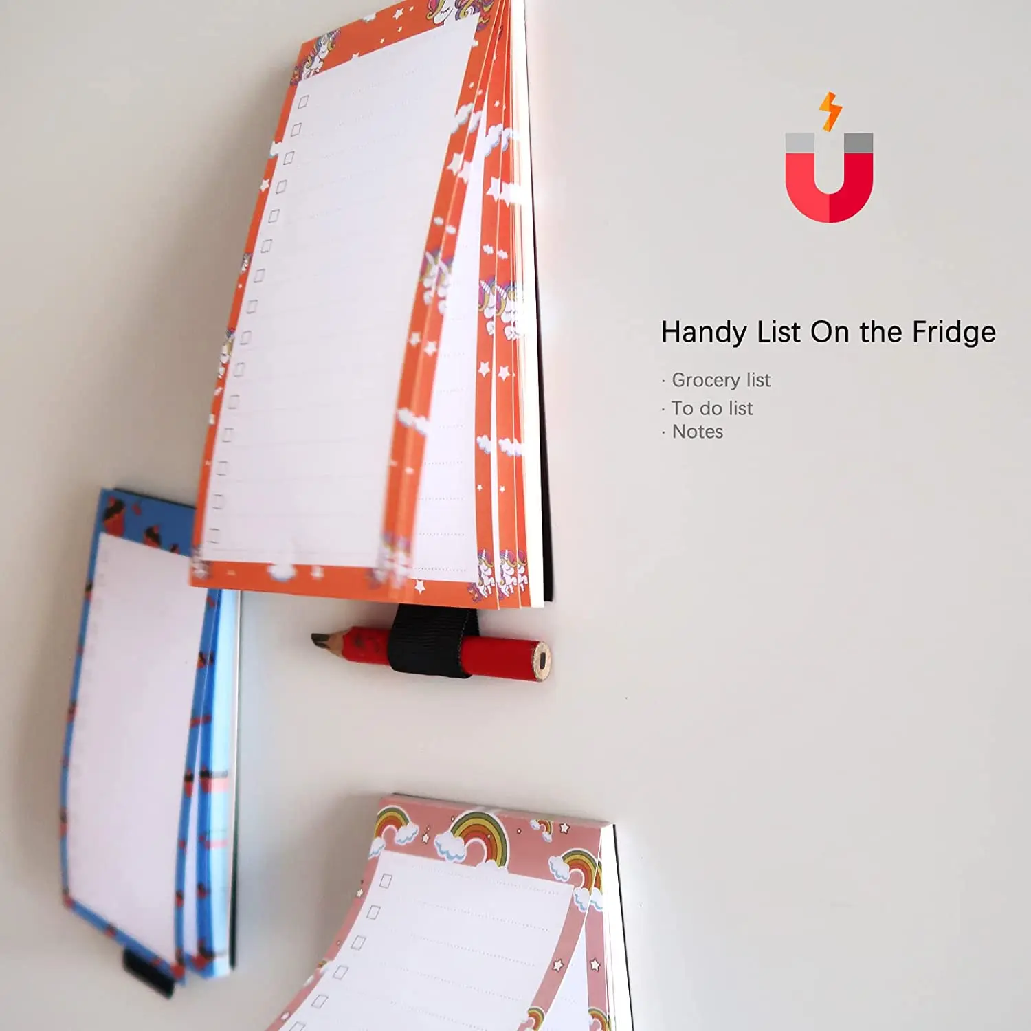 Magnetic Notepads for Refrigerator Grocery List Magnet Shopping List Pad for Fridge with Pen Holder Magnetic List Notepad