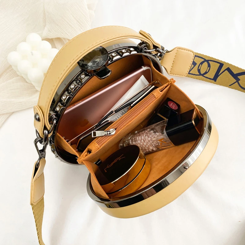 2022  Designer Solid Color Round Bags Chain Small Purses and Handbags Lady Shoulder Women Crossbody Bag