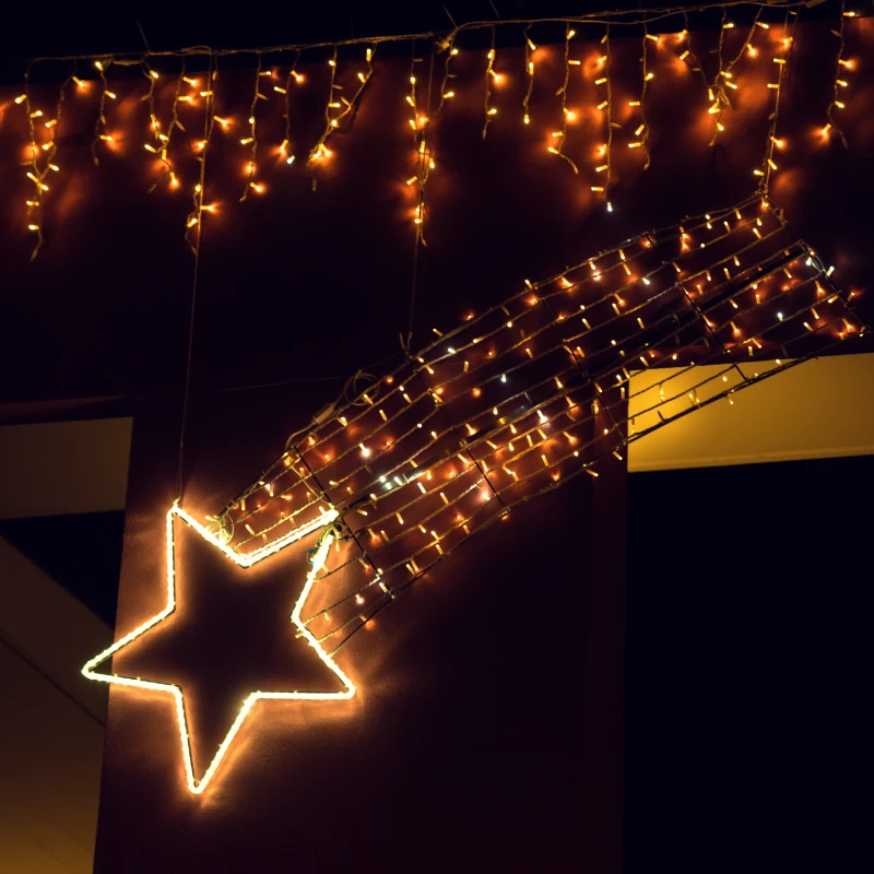 2022 New Year Christmas Decorations LED Fairy Lights Garland Curtain Lamp Remote Control USB String Lights For Home Bedroom Wind