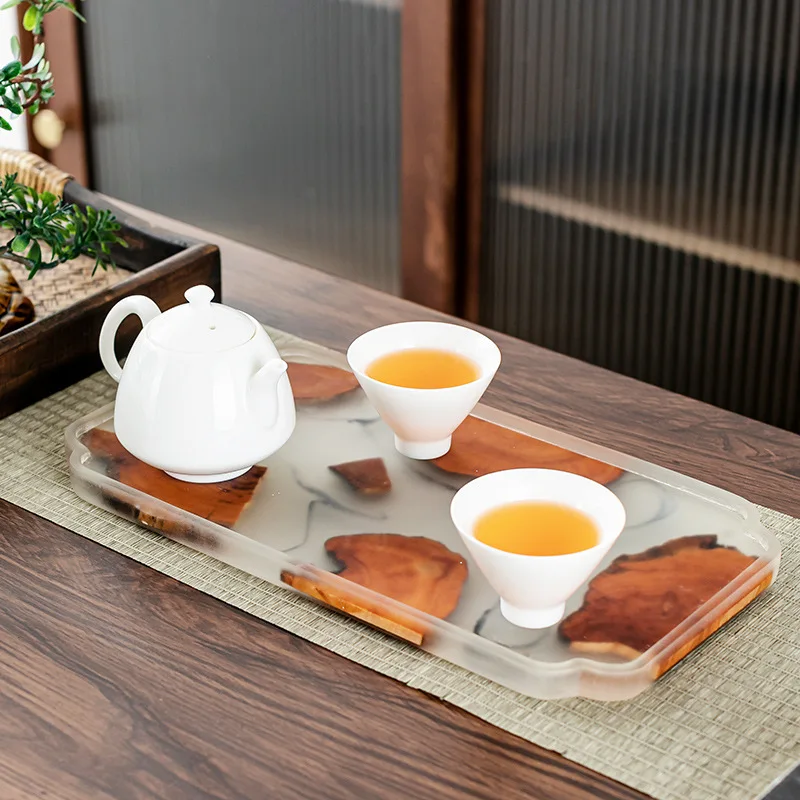 NEW custom cedar pine wood epoxy resin tray plates tea pot cup rustic round serving placemat