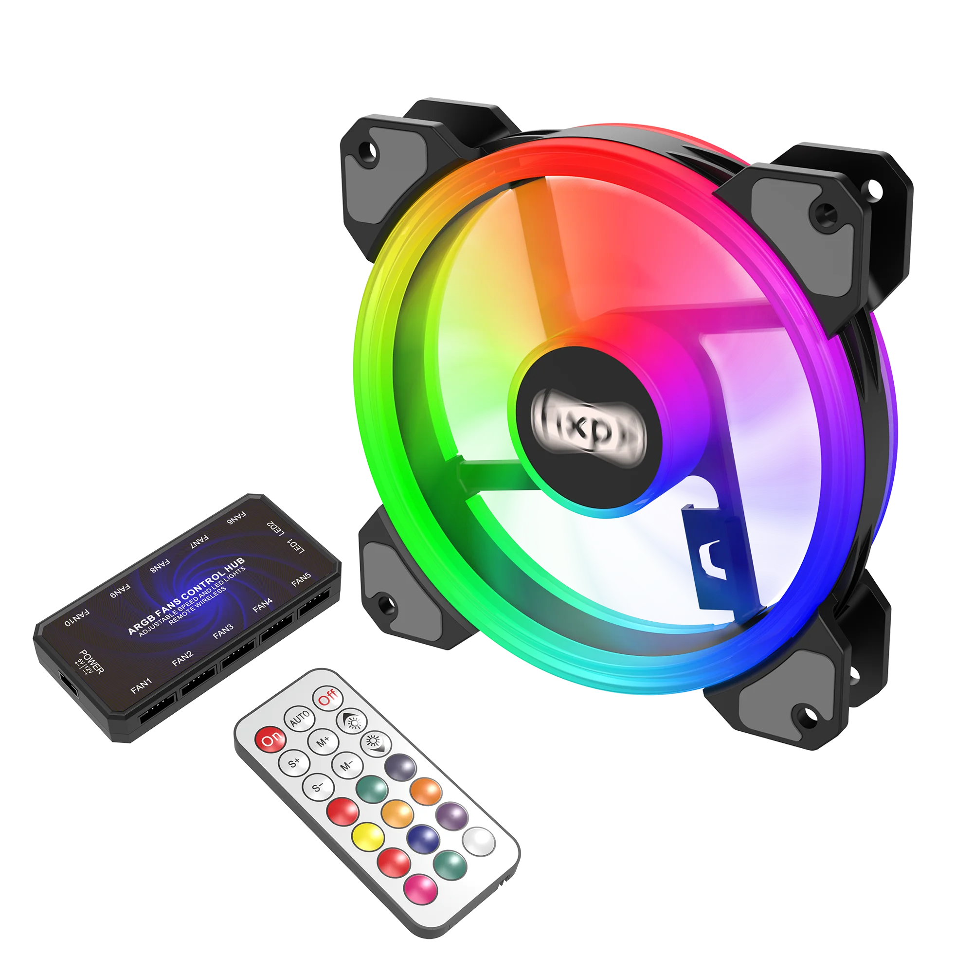 Wholesale Custom Logo OEM ARGB Fan 120mm Pc Computer Cooling Fan Double Halo With RF Remote Control LED Case Fan Factory Price