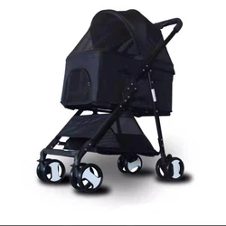 Folding Travel Pet Trolley Cat Cart Carrier With 4 Wheels For Medium Dogs Luxury Dog Pet Strollers