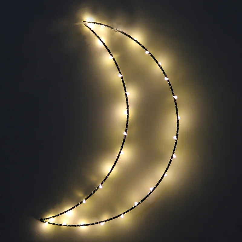 Battery Box wrought iron style luminous moon shaping lamp
