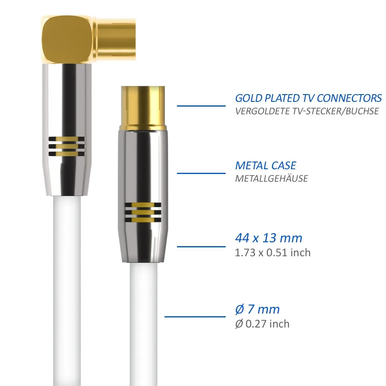 TV Cable 9.5 Pal Plug to 9.5 PAL Plug RF Coaxial Antenna tv f type 95 cable For Digital Satellite/CCTV SAT Cable 75ohm 3C-2V
