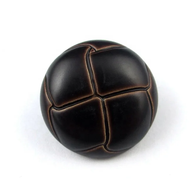 High quality brown color football plastic leather button with shank