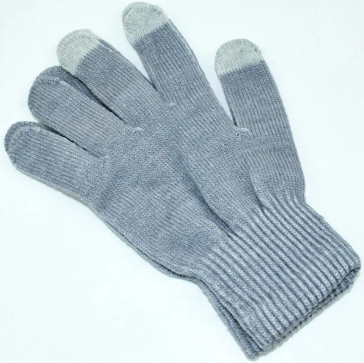 2021 winter hot sale touch screen acrylic plain knitted gloves for unisex