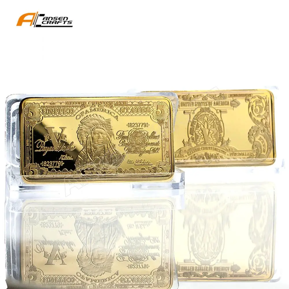 
US 100 999 Bank Gold Bullion Bar 24K Gold Plated for Collection 