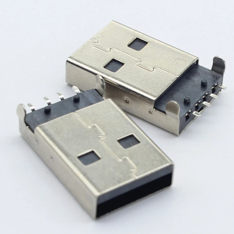 Usb2.0 Type A Welding Solder Plug Straight Sink Plate 4.9Mm 4 Core Cable 180Degree PCB Mount SMT Male Usb 2.0 Connector Smd