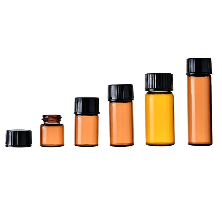 1ml -10ml Amber empty essential oil bottles glass sample bottles glass bottle for pharmaceutical liquid perfume fragrance