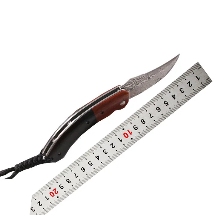 OEM wholesale best blank ebony handle Custom Hdamascus pocket knife pakistan handmade Camping Knife with Belt Clip