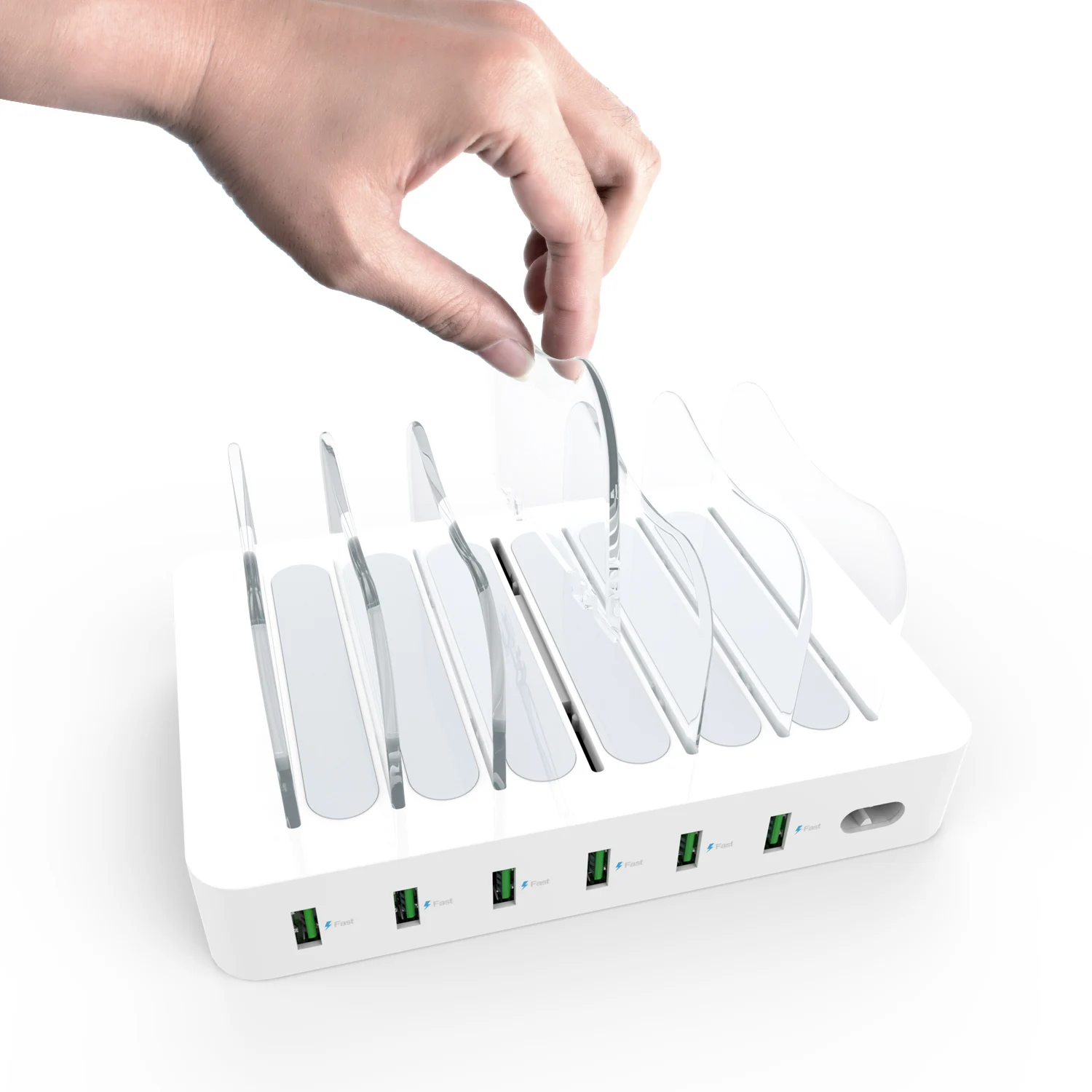 
SooPii USB Charger 50W 6 USB Port Desktop Charing Station With US EU Power cord 6 Cables include Type C USB C 