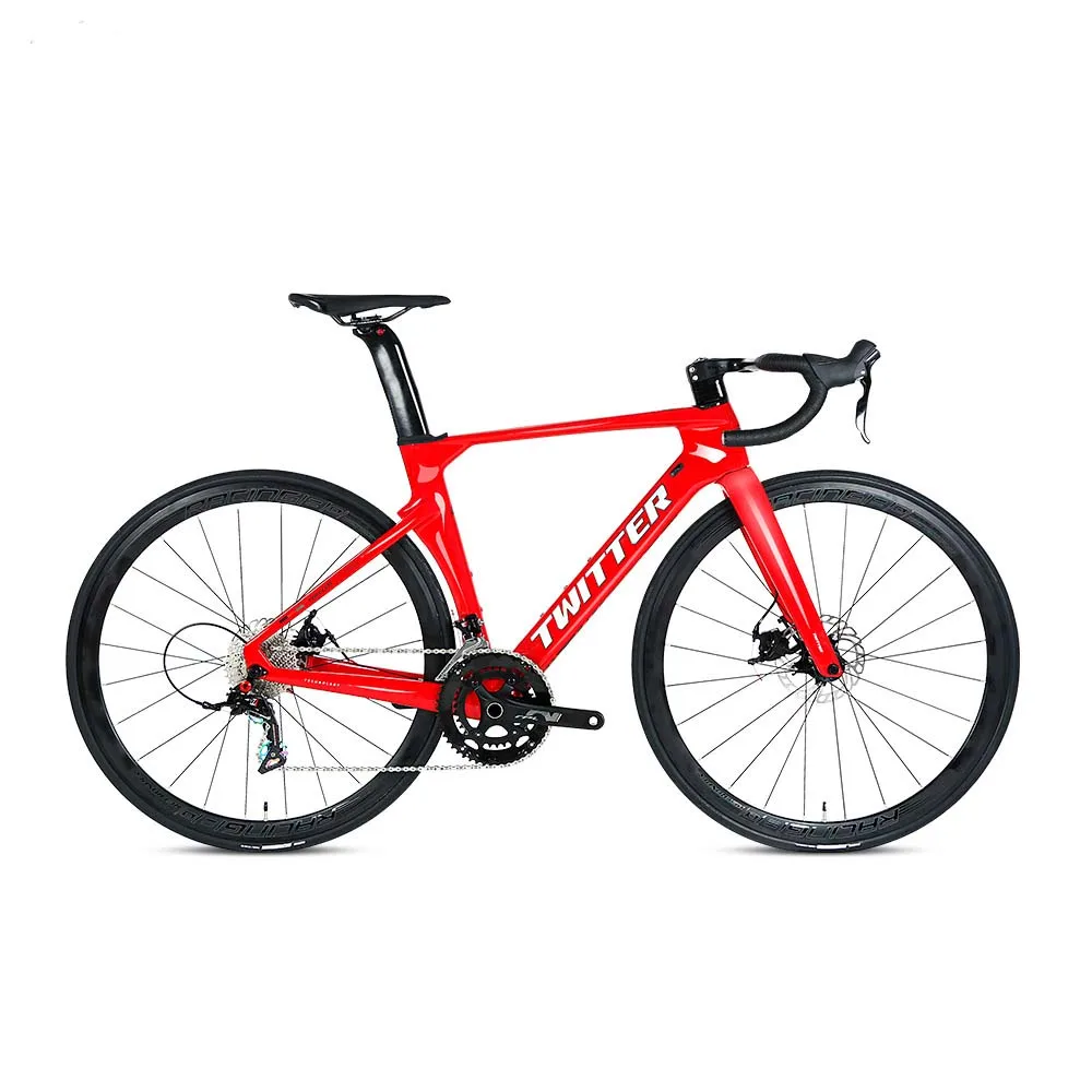 Twitter road bike 700c 50mm carbon wheels thru axle disc brake 24 speed carbon frame road bike