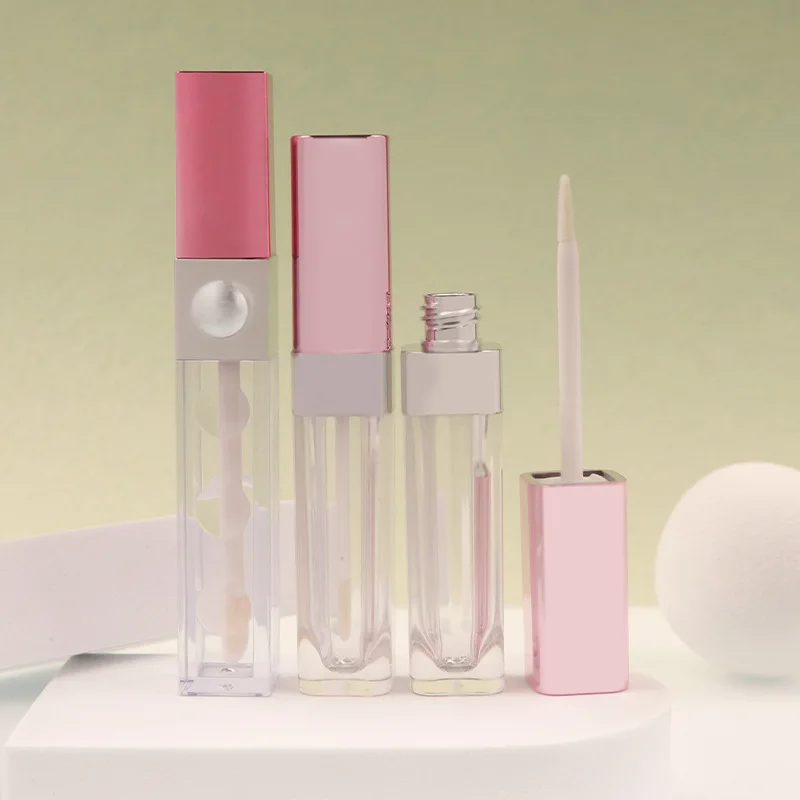 6ml purple square lip gloss container plastic empty lip plumper oil empty lip gloss tube eyelash glue tube