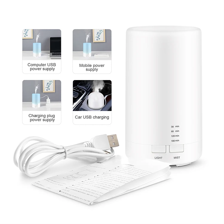 New Mini 70ML Cool Mist Air Ultrasonic Humidifier for Desk Aroma Essential Oil Diffusers With Automatic Shutdown Without Water