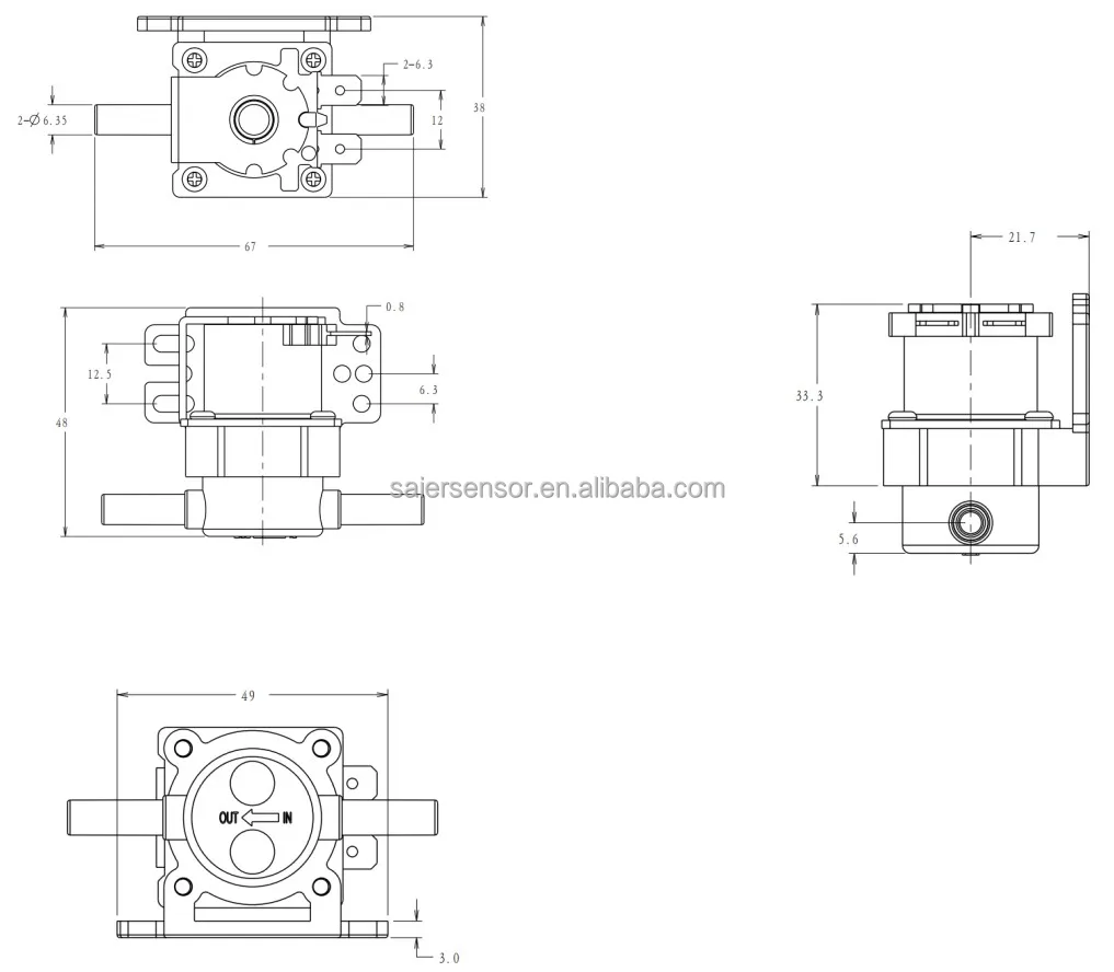 OD 6.35mm Mini Solenoid Valve Plastic Solenoid Valve 12V 24V 220V  Water Control Valve  For Ice Maker Machine