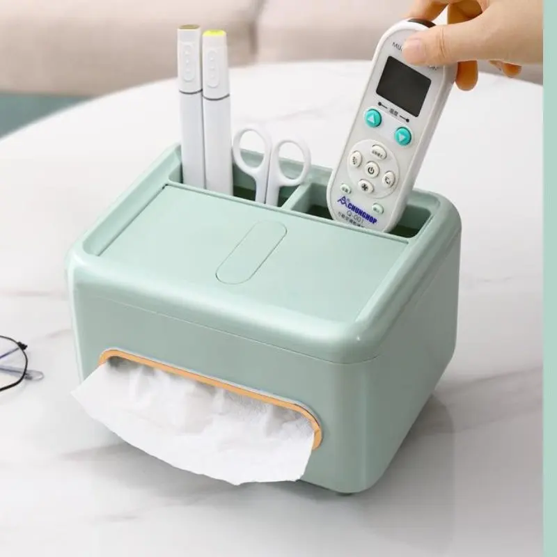 Multifunctional Tissue Box Living Room Desktop Organizer Remote Controller Glasses Pencil Holder Paper Towel Storage Box