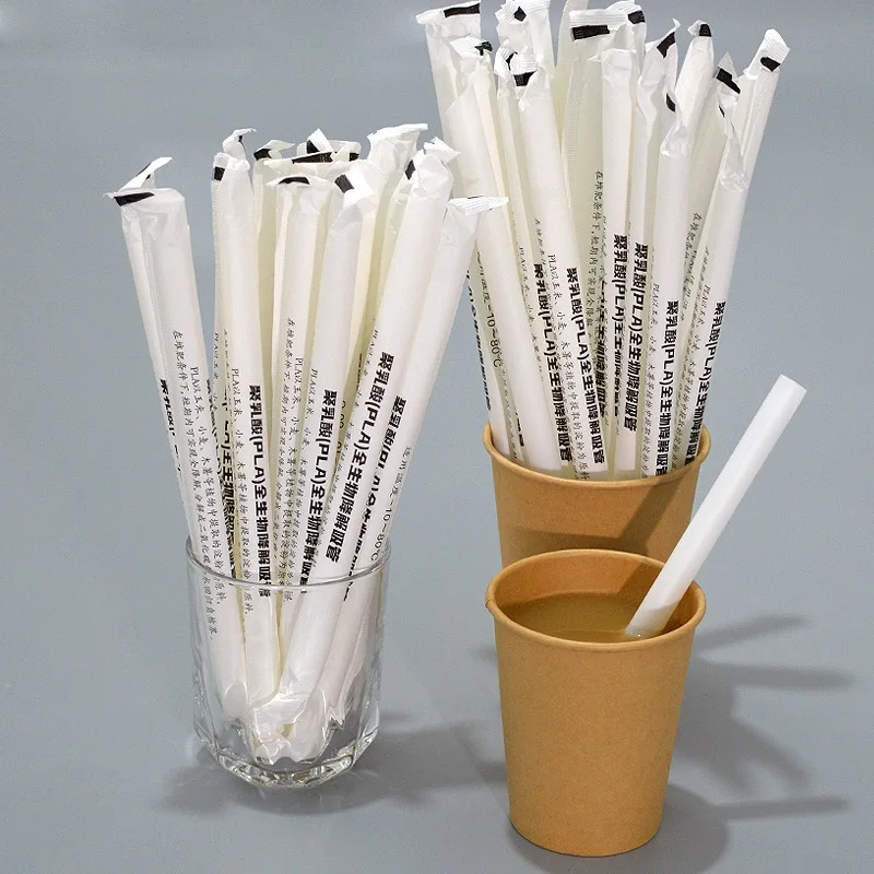Biodegradable PLA Drink Straws Disposable PLA Straw with wrap paper