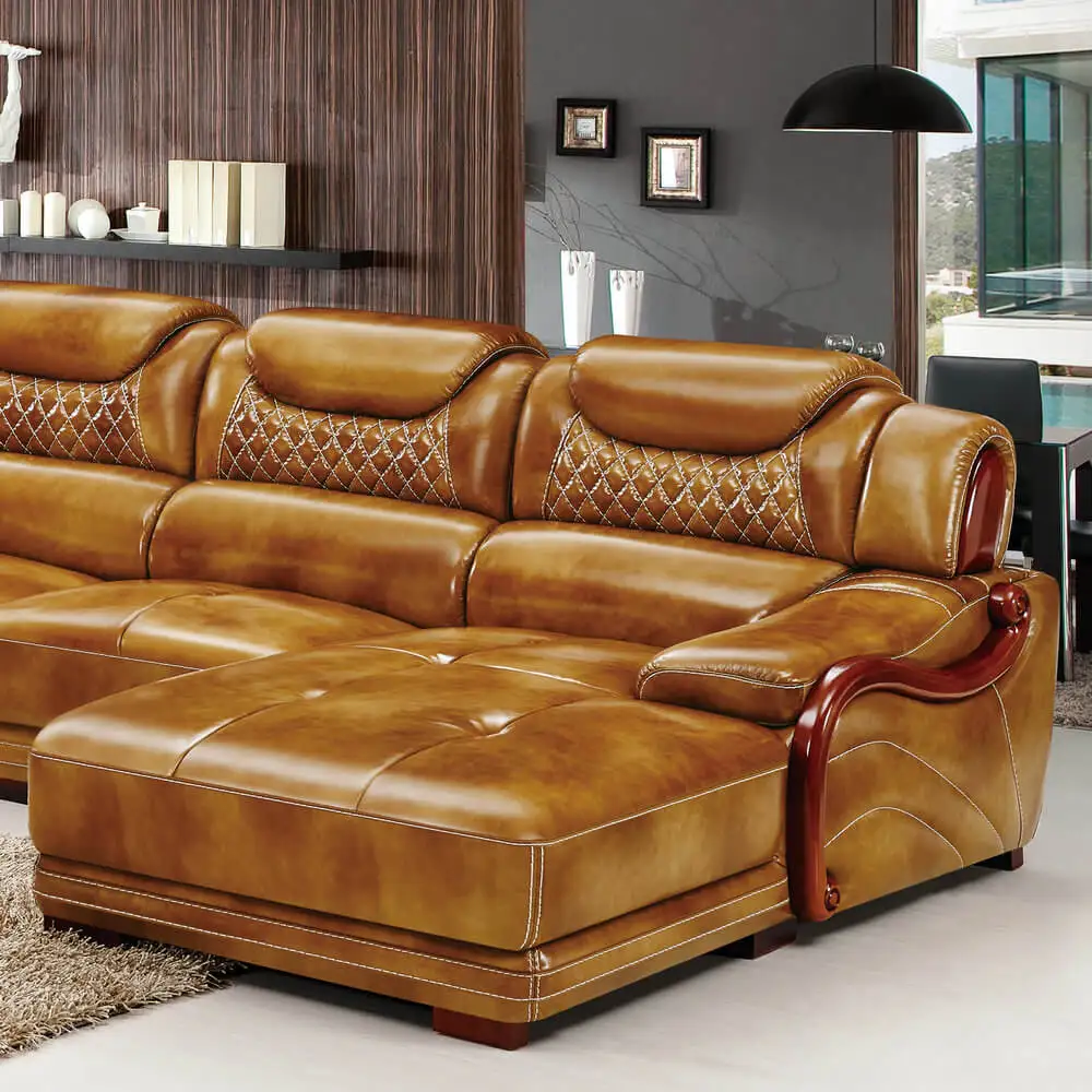 
Hot sell model Africa home furniture couch genuine leather sofa 