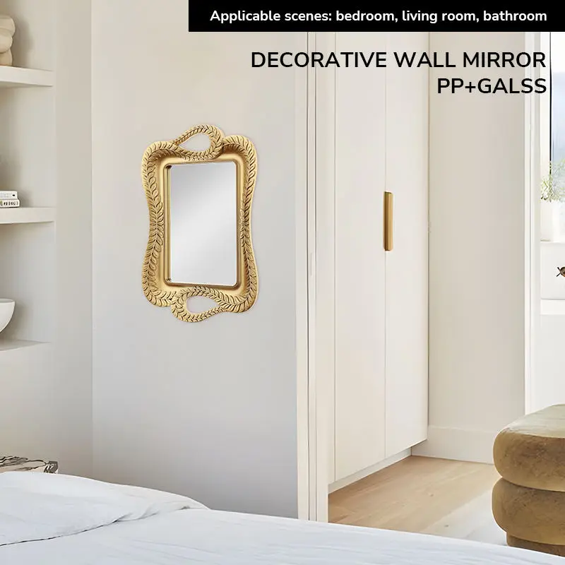 Modern Minimalist Wall Leaf Home Decor Metal Living Room Mirror