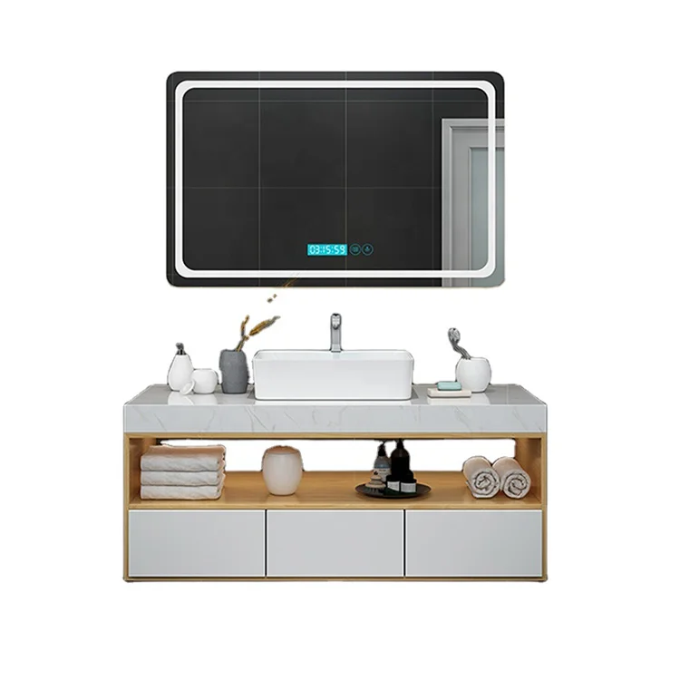 New Design Single Sink Water Led Mirror Resistant Vanity Cabinet Bathroom