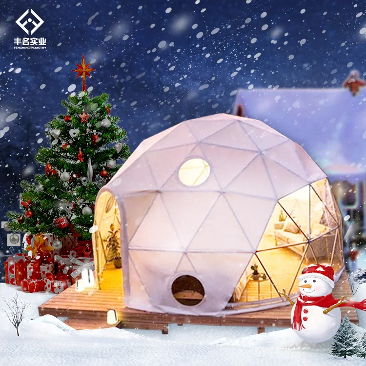 Christmas house geodesic dome tent 6m 8m 5m winter waterproof snow defence glamping tents with bathroom
