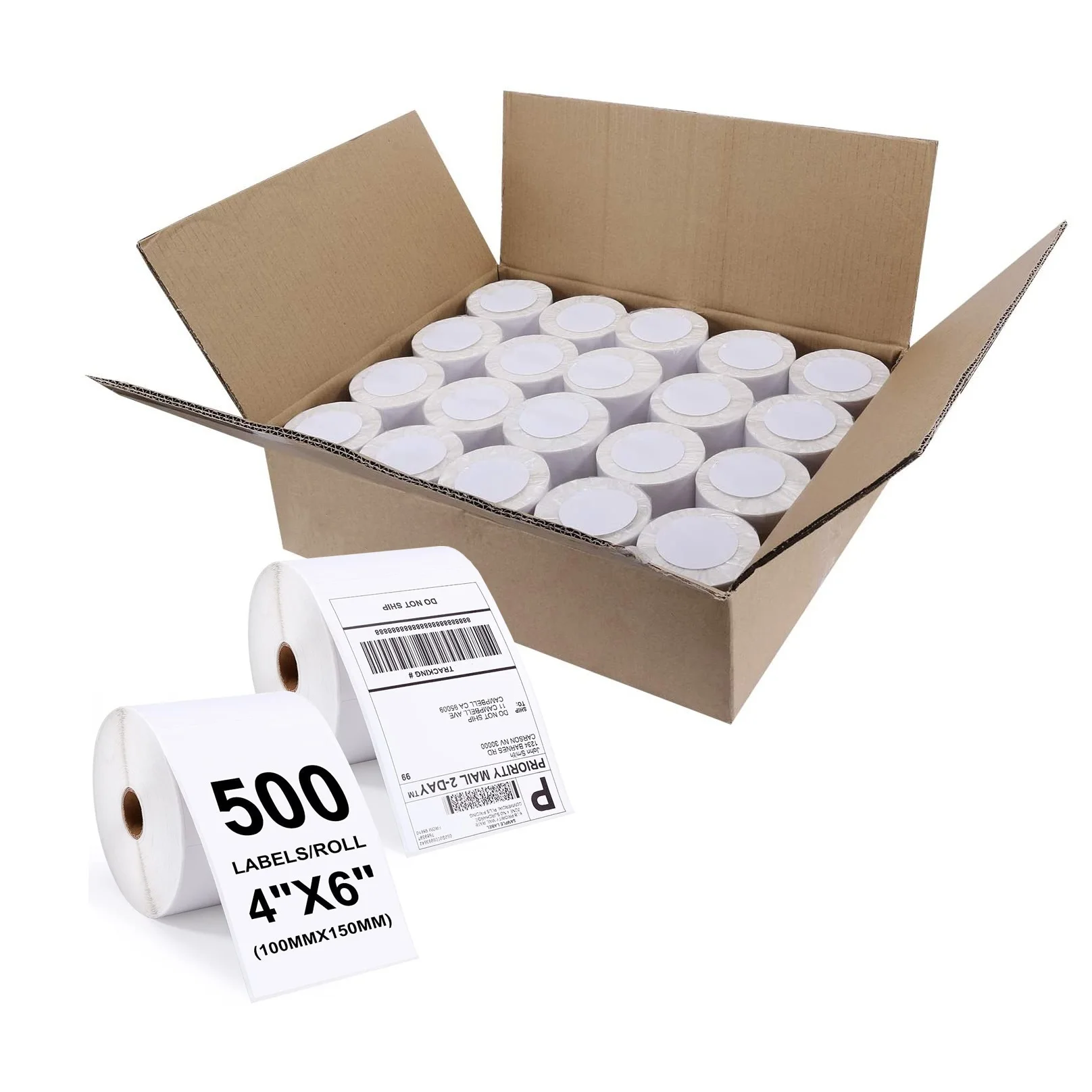 500pcs/Roll Waterproof A6 Logistics Waybill Sticker 100x150mm Direct Thermal Shipping Label Adhesive Paper 4x6 Kertas Label