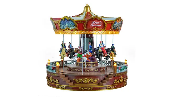 2023 New Arrivals Christmas Ornaments Large Led Christmas Music Carousel Resin Crafts Kids Gifts Home Ornaments