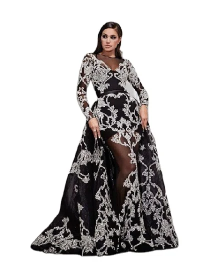 Женское элегантное платье для выпускного вечера с длинным рукавом и прозрачным вырезом