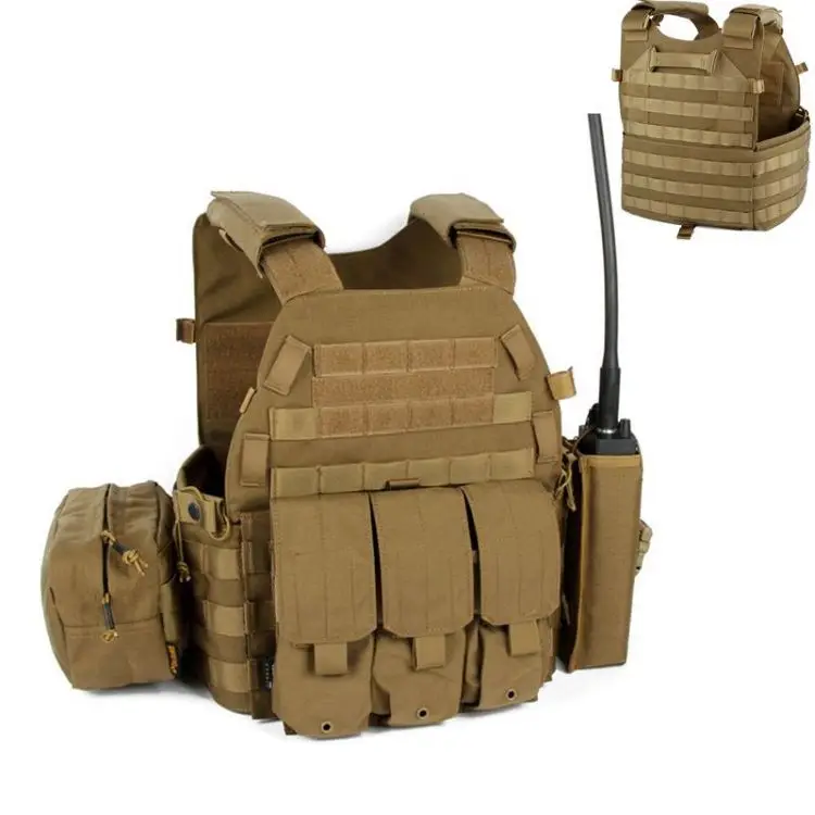 Gujia adjustable nylon Molle system modular operator tactical vest plate carrier vest with shoulder pad from stock