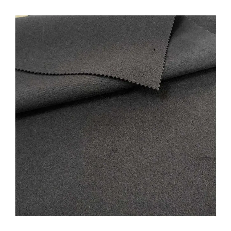 
Dark grey needle knitted 100% polyester plain fabric for garment suit 