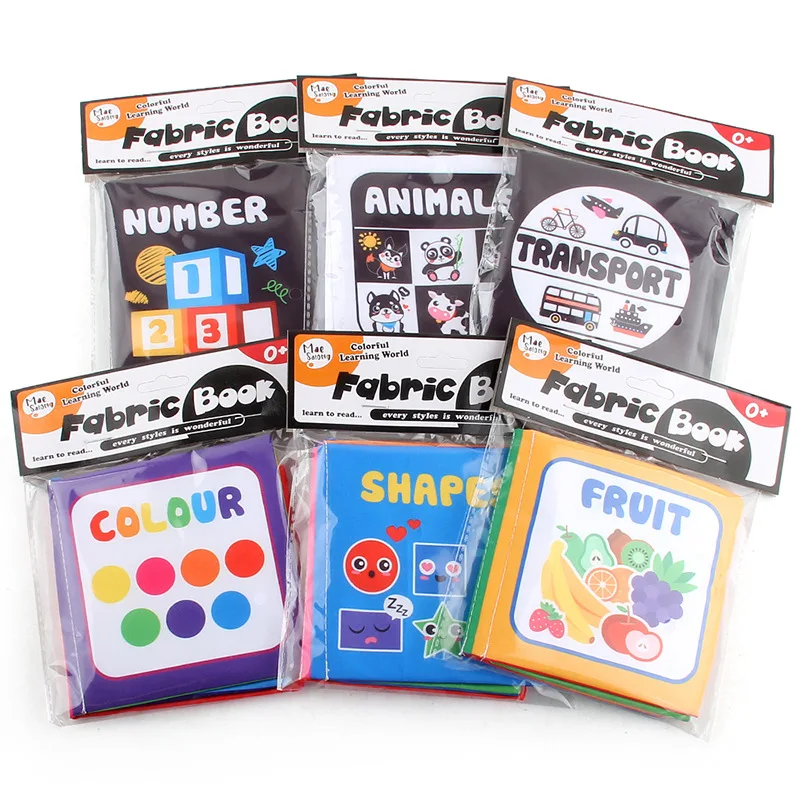 Recycle Custom early education toy English palm book snap finger tear baby cloth books for kids