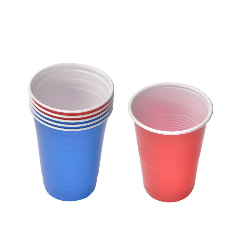 Disposable 16OZ 480ML Red Blue Plastic Cups  For Beer Pong Game  Party Drinking