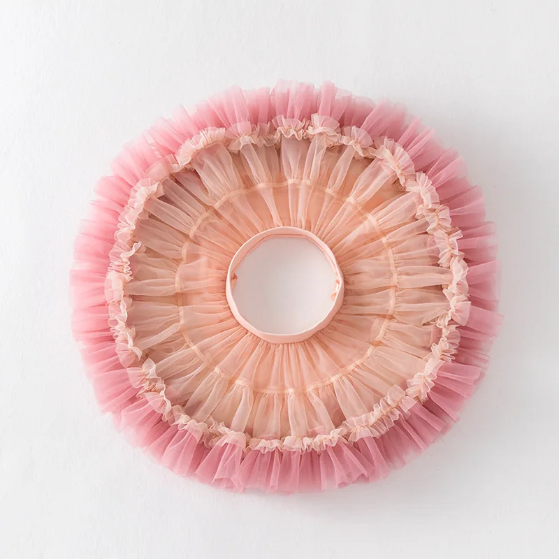 Nylon Crochet Pink Color Fluffy Fashion Kids Baby Girl Mesh Tiered Layered Tulle Skirt