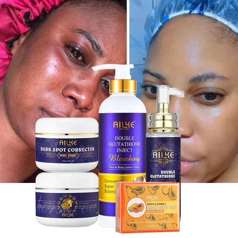 Лидер продаж 2023, отбеливающий крем AILKE на 7 дней для удаления темных пятен-сыворотка глютатиона, набор для ухода за кожей
