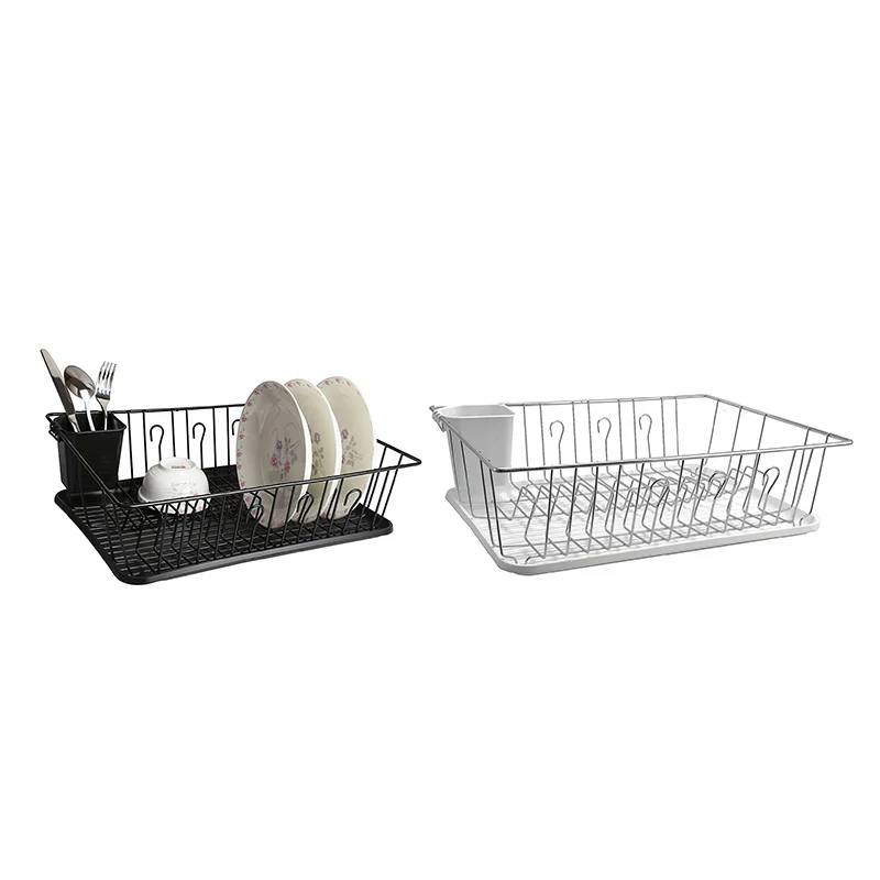 Modern Metal Steel Kitchen Plastic Utensil Holder Dish Drying Rack Over Sink Kitchen Holder Storage Shelf With Drainboard