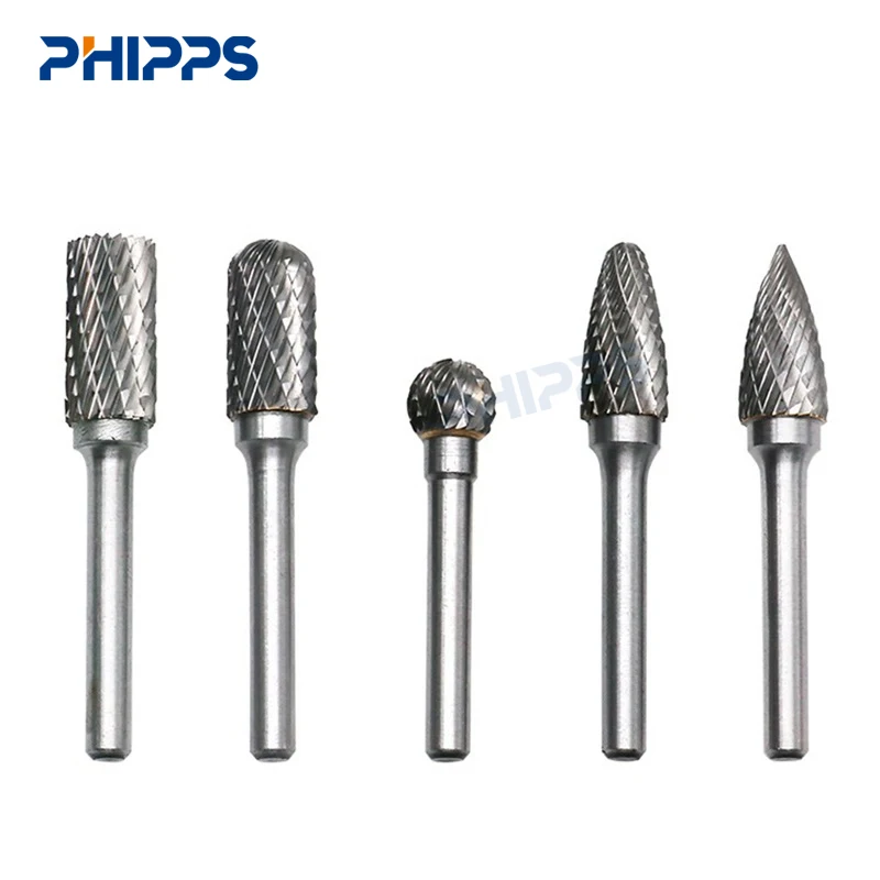 C type cylindrical grinding tungsten carbide  rotary burrs set cutter with end cut for wood carving and metal polishing