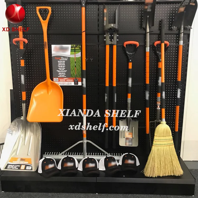 Garden Tools Spade Shovel Hang Wall Display Shelving Metal Holder For Hardware Store Shelving