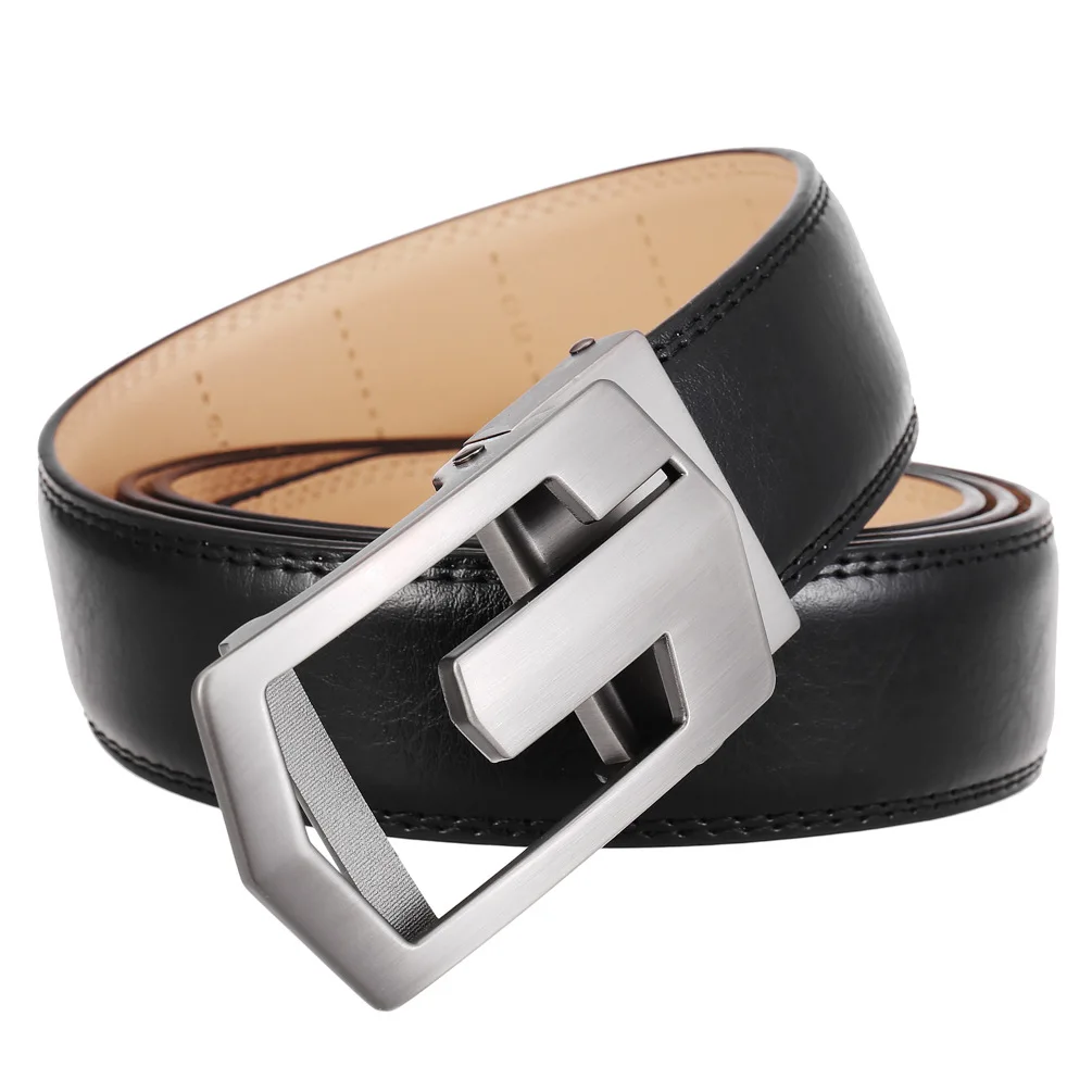 Factory OEM Custom Quality Genuine Luxury Leather Belt for Men Belt Male Strap Male Metal Automatic Buckle