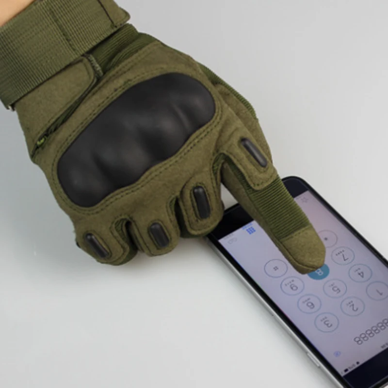 Verchoo Large Stock Army Green Touchscreen Training Combat Cycling Full Finger Hard Knuckle Fleece Tactical Winter Gloves
