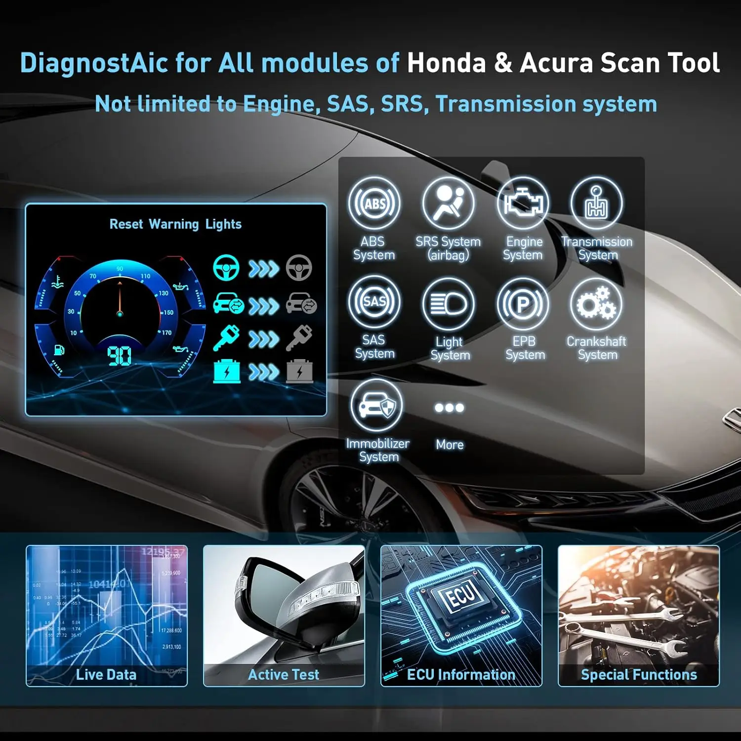 SC530 Airbag EPB Oil Battery Reset Transmission All System Scan Tool Diagnostic Car Scanner OBD2 Scanner Code Reader