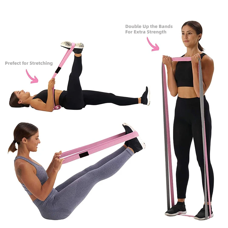 Custom Logo Gym Exercise Loop Cotton Fabric Pull Up Assist Long Resistance Bands Set