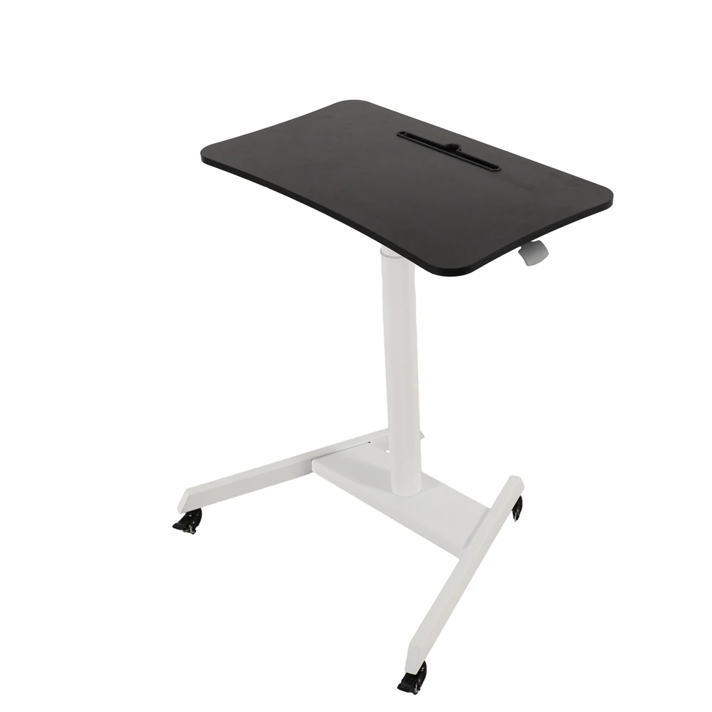 Q2 White Ergonomic Height Adjustable Pneumatic Rolling Riser Mobile Podium For Home Office Smart Laptop Desk Cart Stand Up Desk